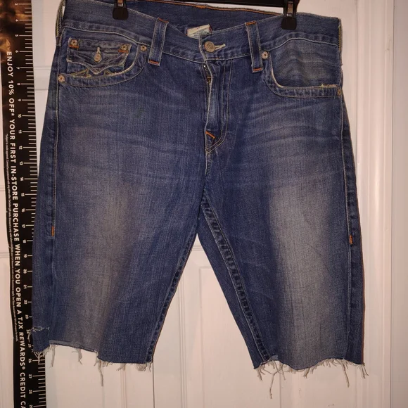 True Religion Distressed Blue Jean Shorts - Picture 3 of 13